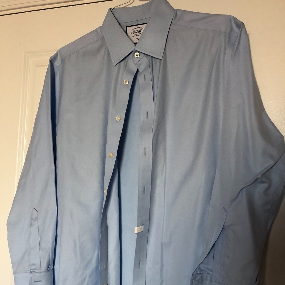 Charles Tyrwhitt Classic Herringbone Shirt (Blue)